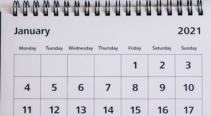 January 2021 calendar