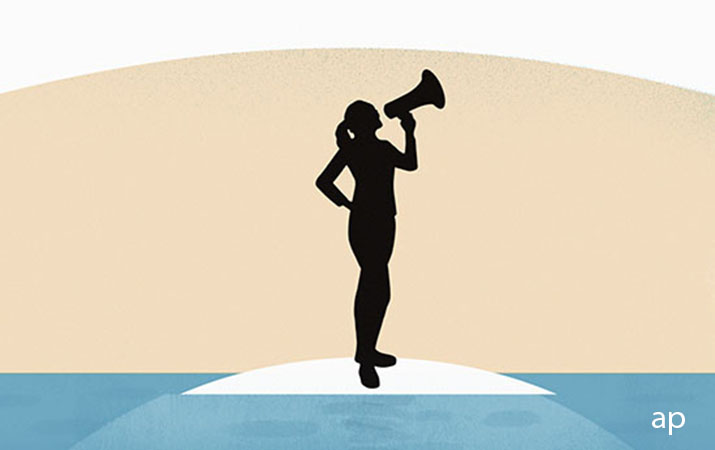 Woman with megaphone