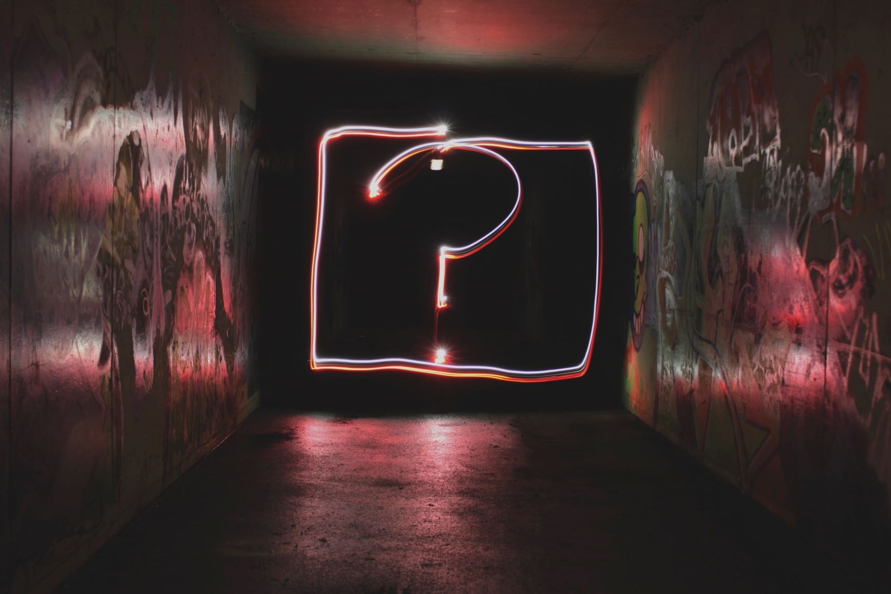 Question mark in neon light