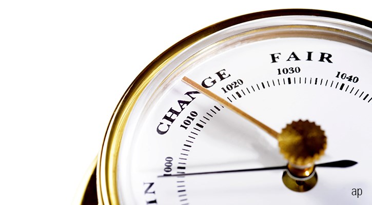 barometer showing a change in the weather